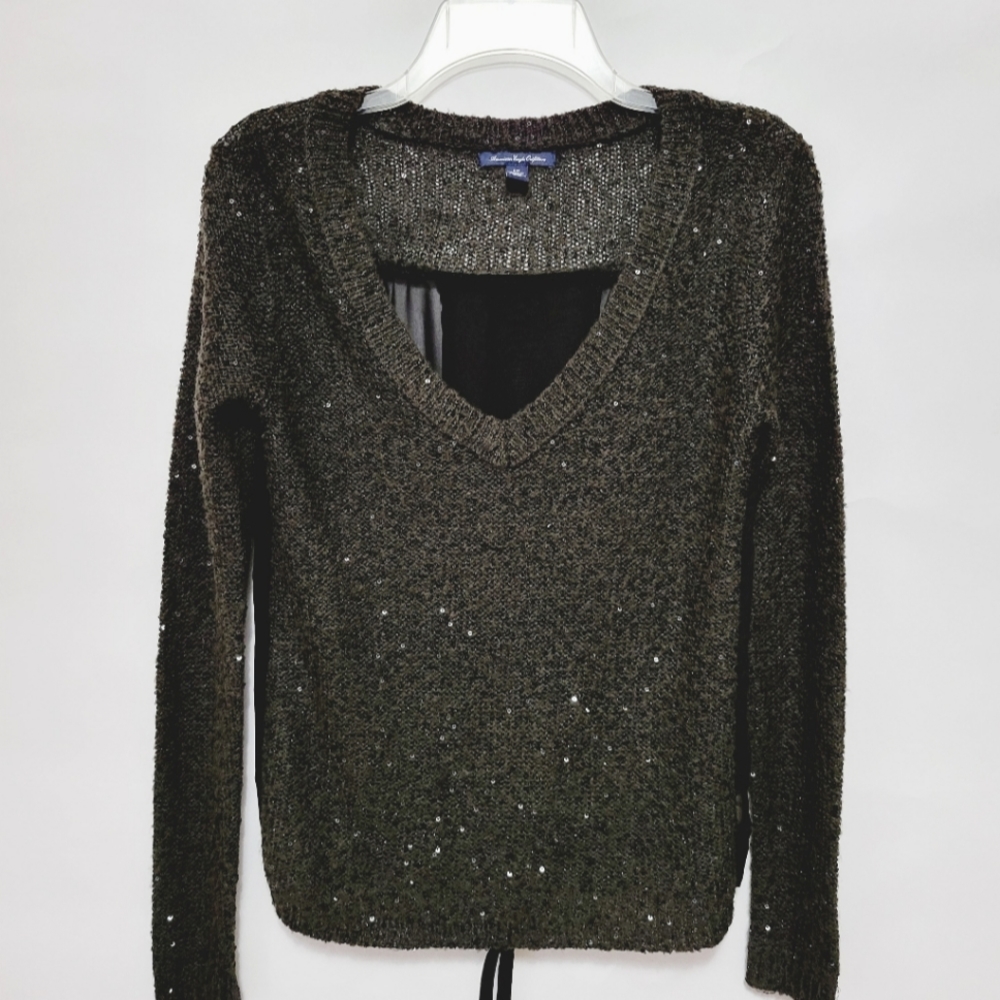American Eagle charcoal sequin sweater size small